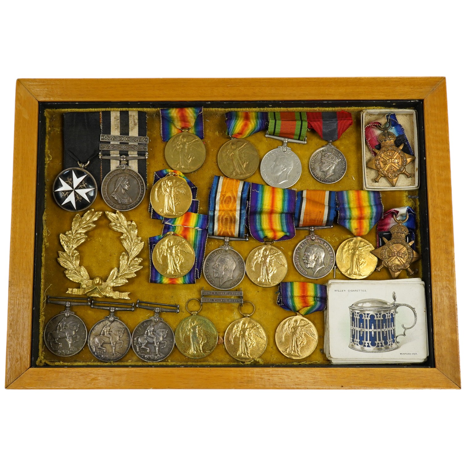 Twenty mainly First World War military medals including; seven Victory Medals, five British War Medals, a 1914 Star, a 1914-15 Star, a George VI Medal For Faithful Service, a WWII Defence Medal, a Victorian St. John’s Am